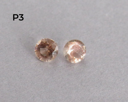 4.5mm Peach Oregon Sunstone Faceted Pair with Schiller, Sold per Pair OSF253 - - GemEnthusiast