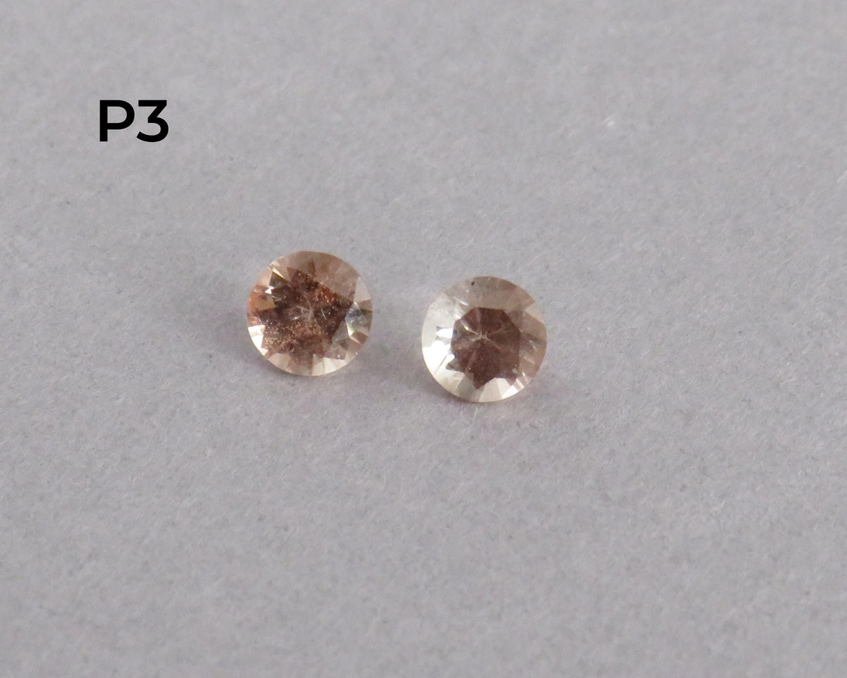 4.5mm Peach Oregon Sunstone Faceted Pair with Schiller, Sold per Pair OSF253 - - GemEnthusiast