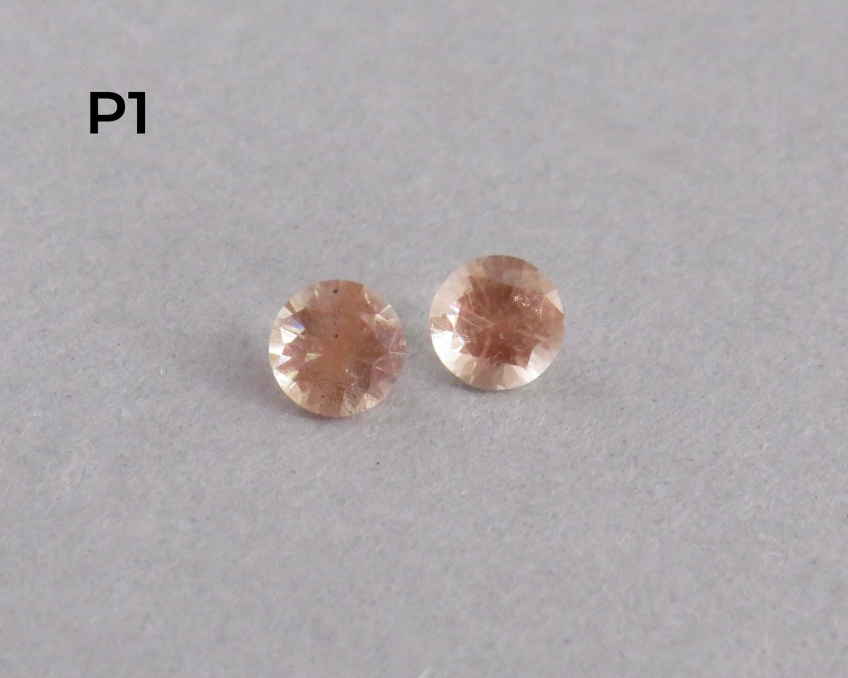 4.5mm Peach Oregon Sunstone Faceted Pair with Schiller, Sold per Pair OSF253 - - GemEnthusiast