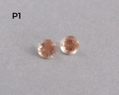 4.5mm Peach Oregon Sunstone Faceted Pair with Schiller, Sold per Pair OSF253 - - GemEnthusiast