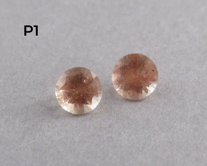 4.5mm Peach Oregon Sunstone Faceted Pair with Schiller, Sold per Pair OSF253 - - GemEnthusiast