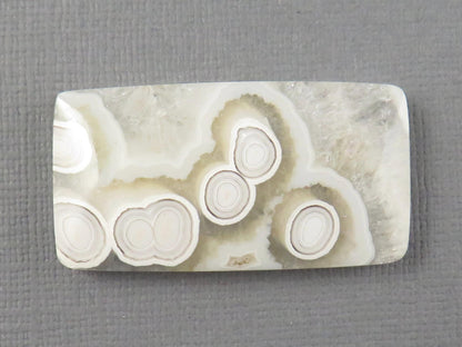 White Orbicular Agate Rectangle Cabochon, Indonesia, 38x20mm (OA125) - - GemEnthusiast