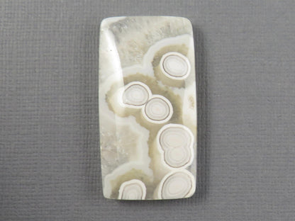 White Orbicular Agate Rectangle Cabochon, Indonesia, 38x20mm (OA125) - - GemEnthusiast