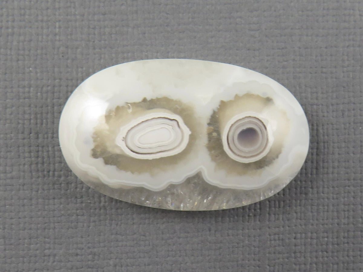 White Orbicular Agate Oval Cabochon, 30x18mm (OA123) - - GemEnthusiast
