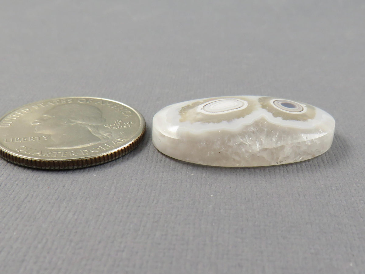 White Orbicular Agate Oval Cabochon, 30x18mm (OA123) - - GemEnthusiast