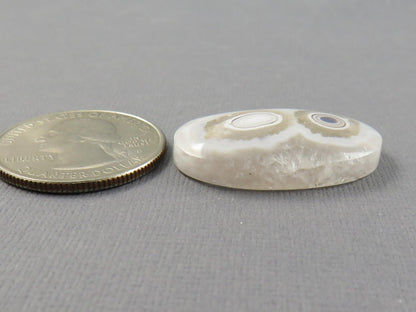 White Orbicular Agate Oval Cabochon, 30x18mm (OA123) - - GemEnthusiast