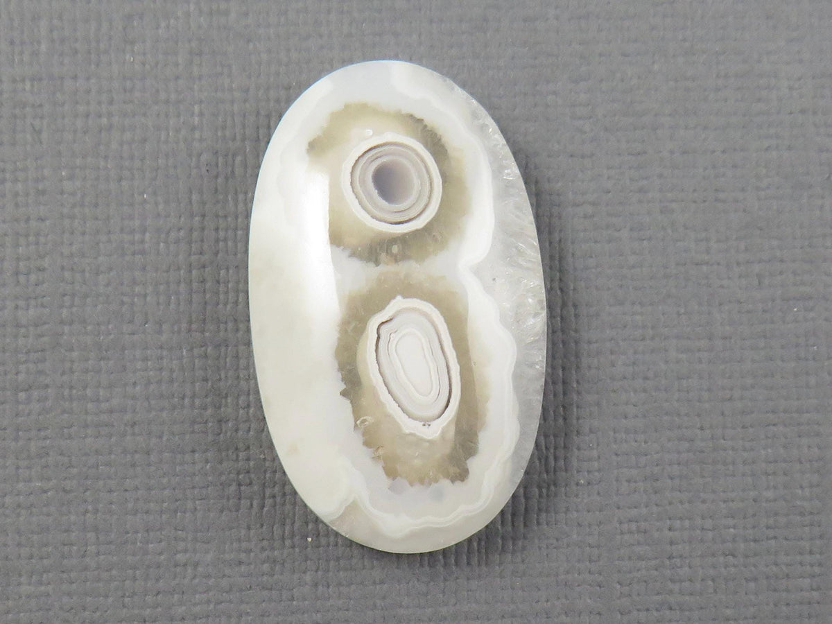 White Orbicular Agate Oval Cabochon, 30x18mm (OA123) - - GemEnthusiast