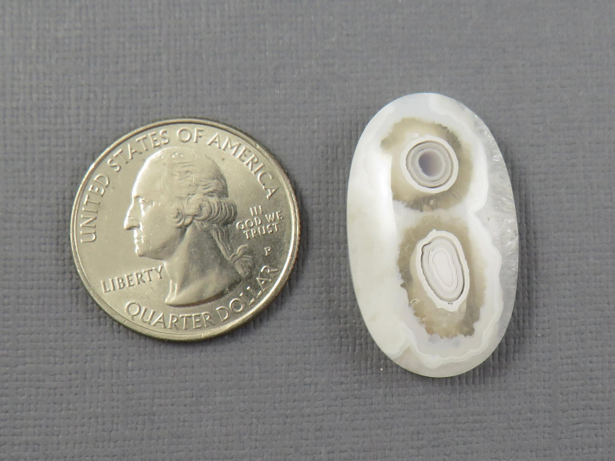 White Orbicular Agate Oval Cabochon, 30x18mm (OA123) - - GemEnthusiast