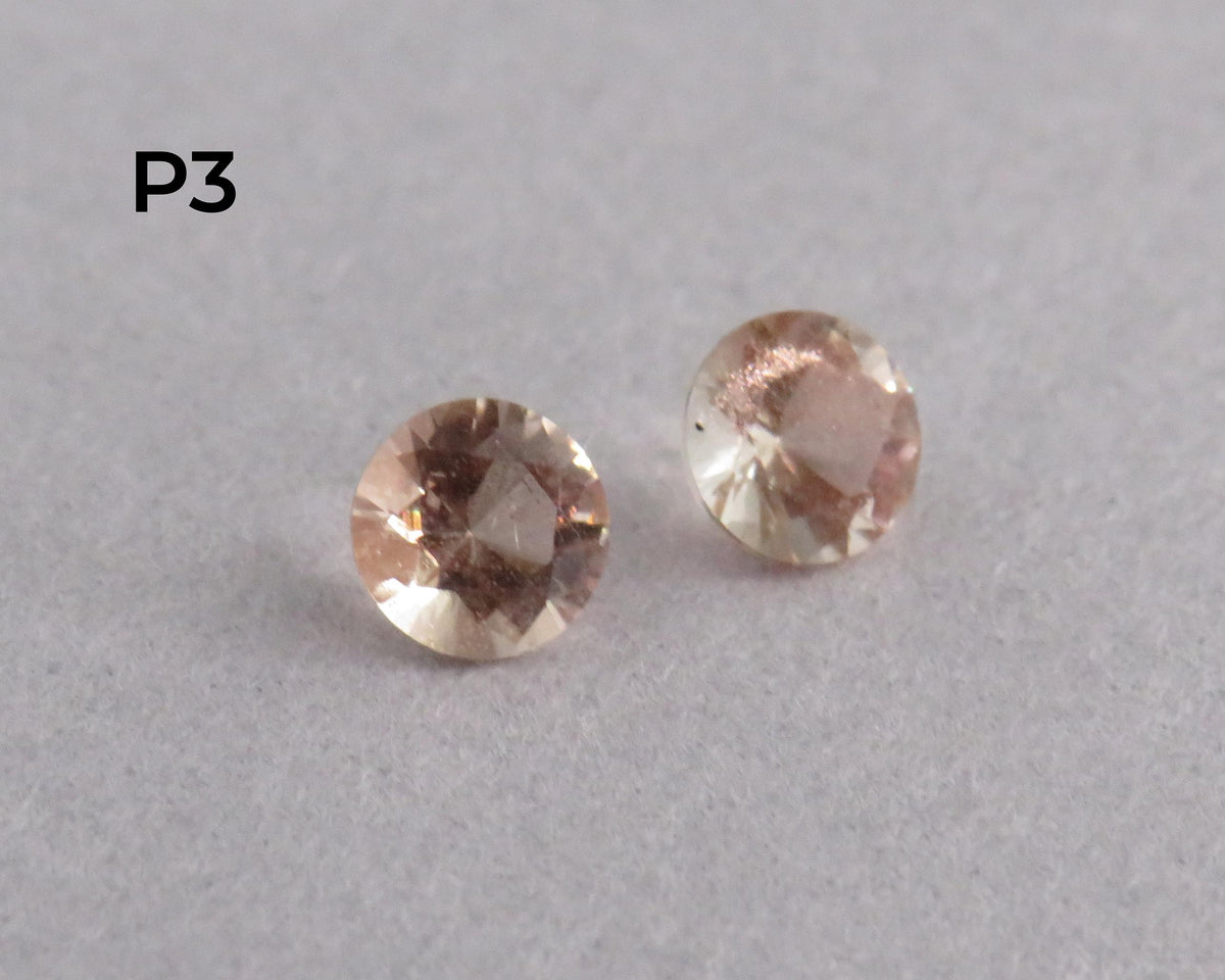 4.5mm Peach Oregon Sunstone Faceted Pair with Schiller, Sold per Pair OSF253 - - GemEnthusiast