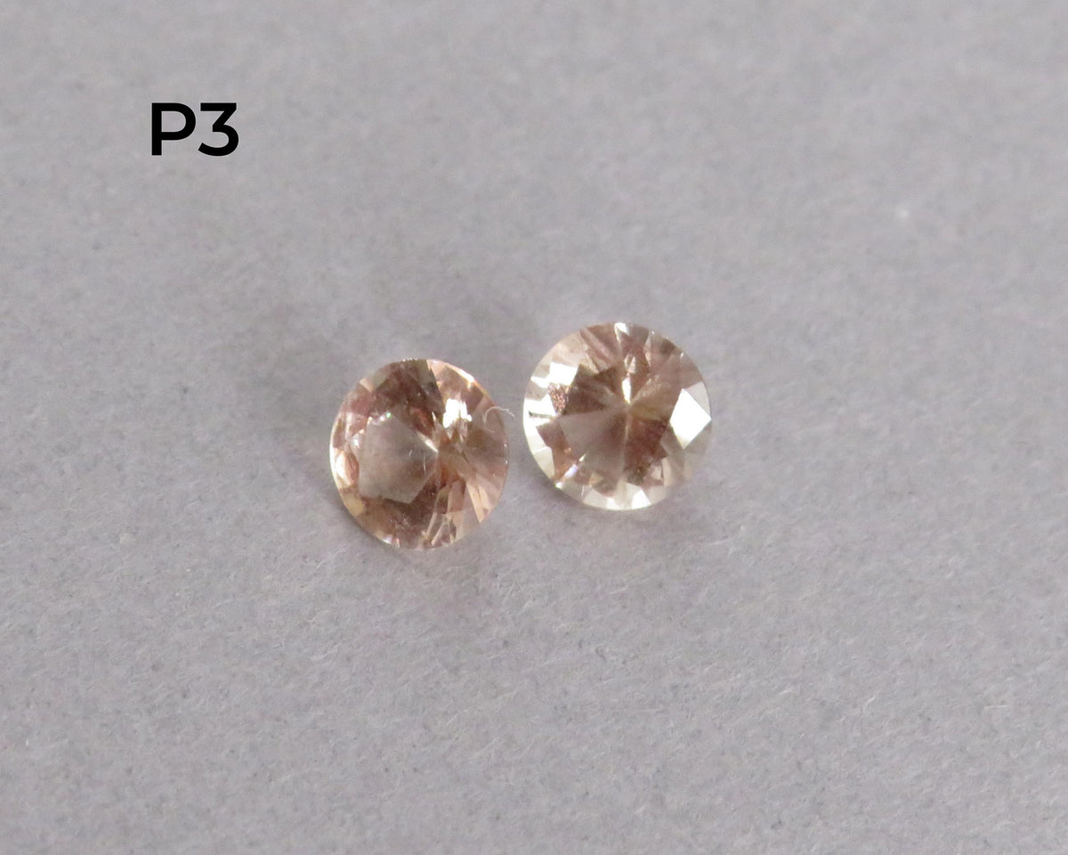 4.5mm Peach Oregon Sunstone Faceted Pair with Schiller, Sold per Pair OSF253 - - GemEnthusiast