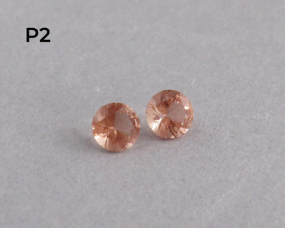 4.5mm Peach Oregon Sunstone Faceted Pair with Schiller, Sold per Pair OSF253 - - GemEnthusiast