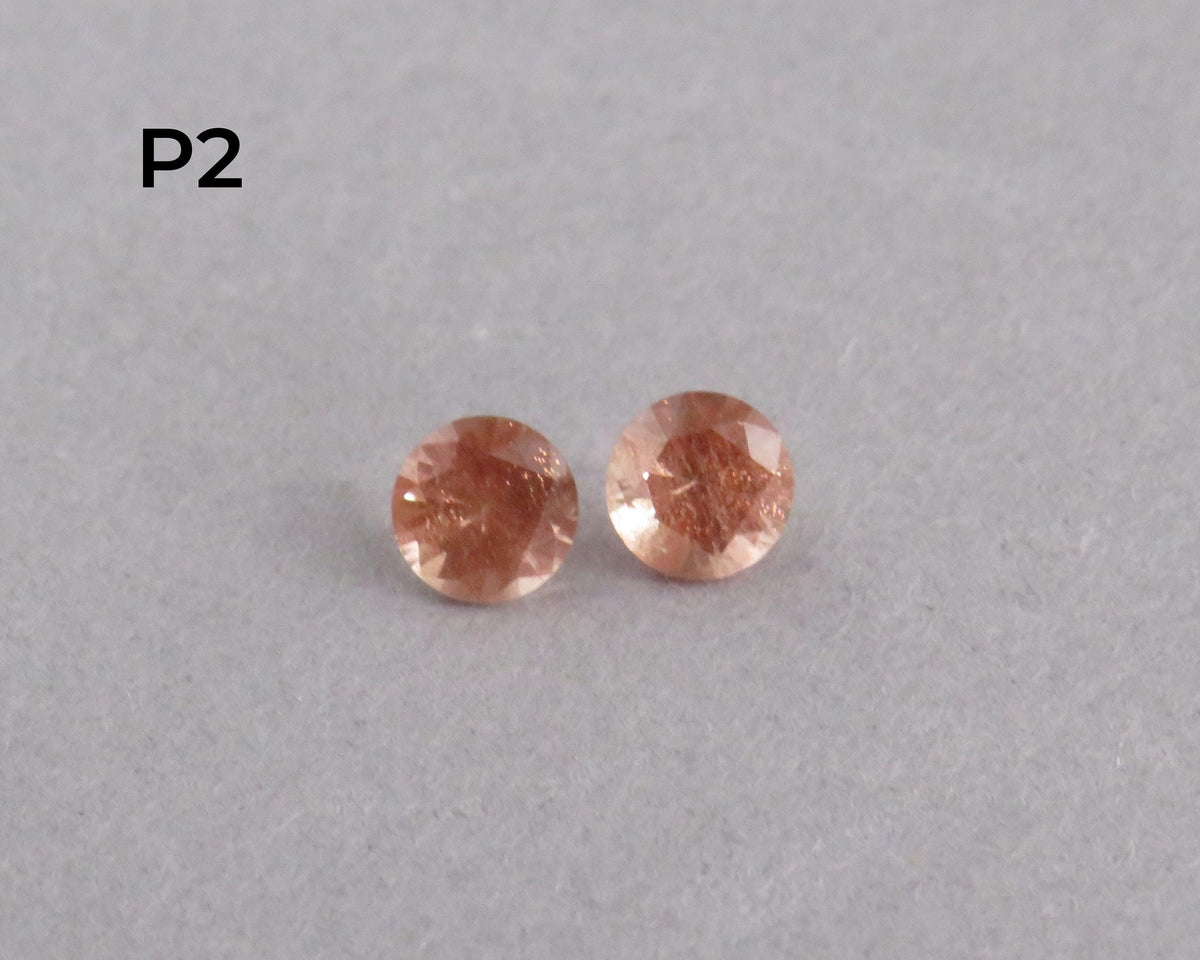 4.5mm Peach Oregon Sunstone Faceted Pair with Schiller, Sold per Pair OSF253 - - GemEnthusiast