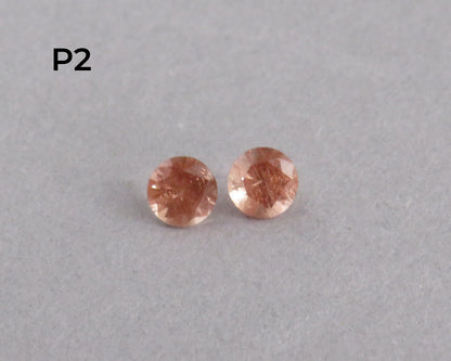 4.5mm Peach Oregon Sunstone Faceted Pair with Schiller, Sold per Pair OSF253 - - GemEnthusiast