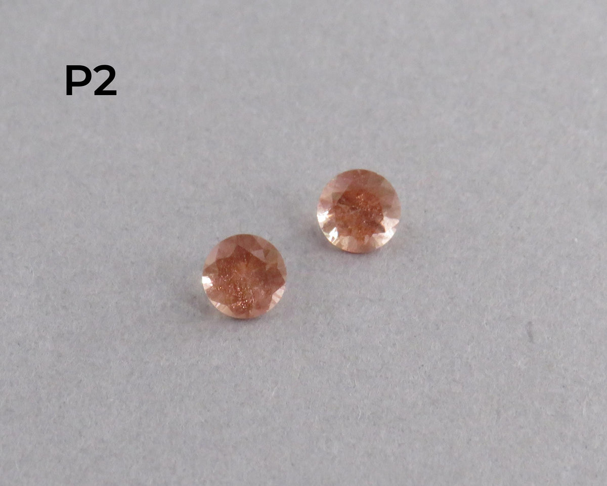 4.5mm Peach Oregon Sunstone Faceted Pair with Schiller, Sold per Pair OSF253 - - GemEnthusiast
