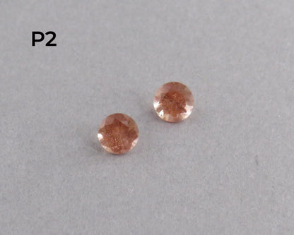 4.5mm Peach Oregon Sunstone Faceted Pair with Schiller, Sold per Pair OSF253 - - GemEnthusiast
