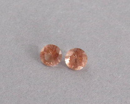 4.5mm Peach Oregon Sunstone Faceted Pair with Schiller, Sold per Pair OSF253 - - GemEnthusiast