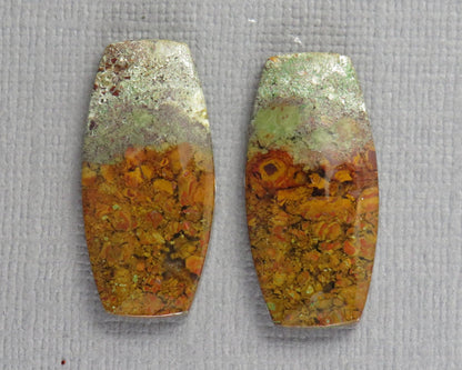 Indonesian Moss Agate Cabochon Rectangle Pair | 25x12mm, 18.7ct | Per Pair | Indonesia | AG347 - Gem Enthusiast
