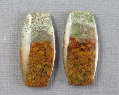 Indonesian Moss Agate Cabochon Rectangle Pair | 25x12mm, 18.7ct | Per Pair | Indonesia | AG347 - Gem Enthusiast
