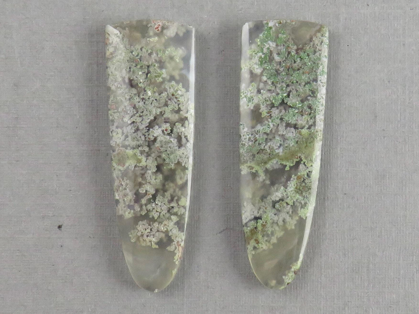 Indonesian Moss Agate Pair | Natural Loose Chalcedony Gemstone | 35x12x4 | AG343 - Gem Enthusiast