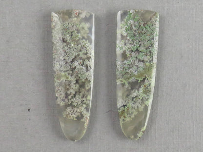 Indonesian Moss Agate Pair | Natural Loose Chalcedony Gemstone | 35x12x4 | AG343 - Gem Enthusiast