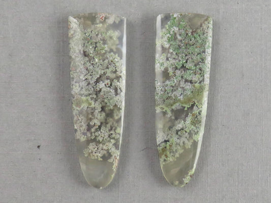 Indonesian Moss Agate Pair | Natural Loose Chalcedony Gemstone | 35x12x4 | AG343 - Gem Enthusiast