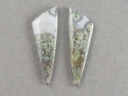 Indonesian Moss Agate Pair | Natural Loose Chalcedony Gemstone | 36x11x3 | AG342 - Gem Enthusiast