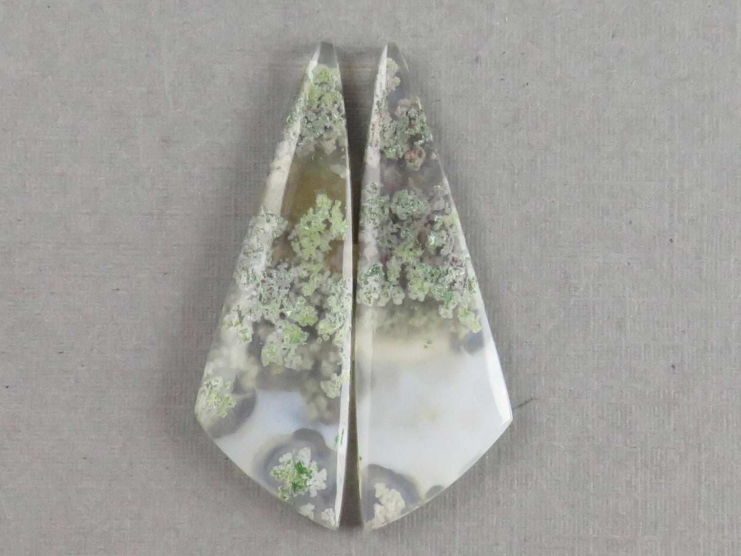 Indonesian Moss Agate Pair | Natural Loose Chalcedony Gemstone | 36x11x3 | AG342 - Gem Enthusiast