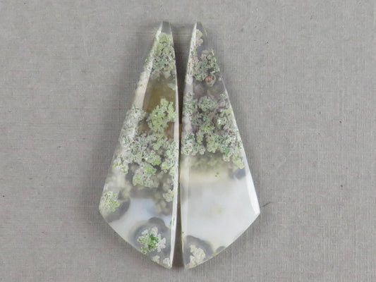 Indonesian Moss Agate Pair | Natural Loose Chalcedony Gemstone | 36x11x3 | AG342 - Gem Enthusiast