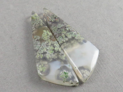 Indonesian Moss Agate Pair | Natural Loose Chalcedony Gemstone | 36x11x3 | AG342 - Gem Enthusiast
