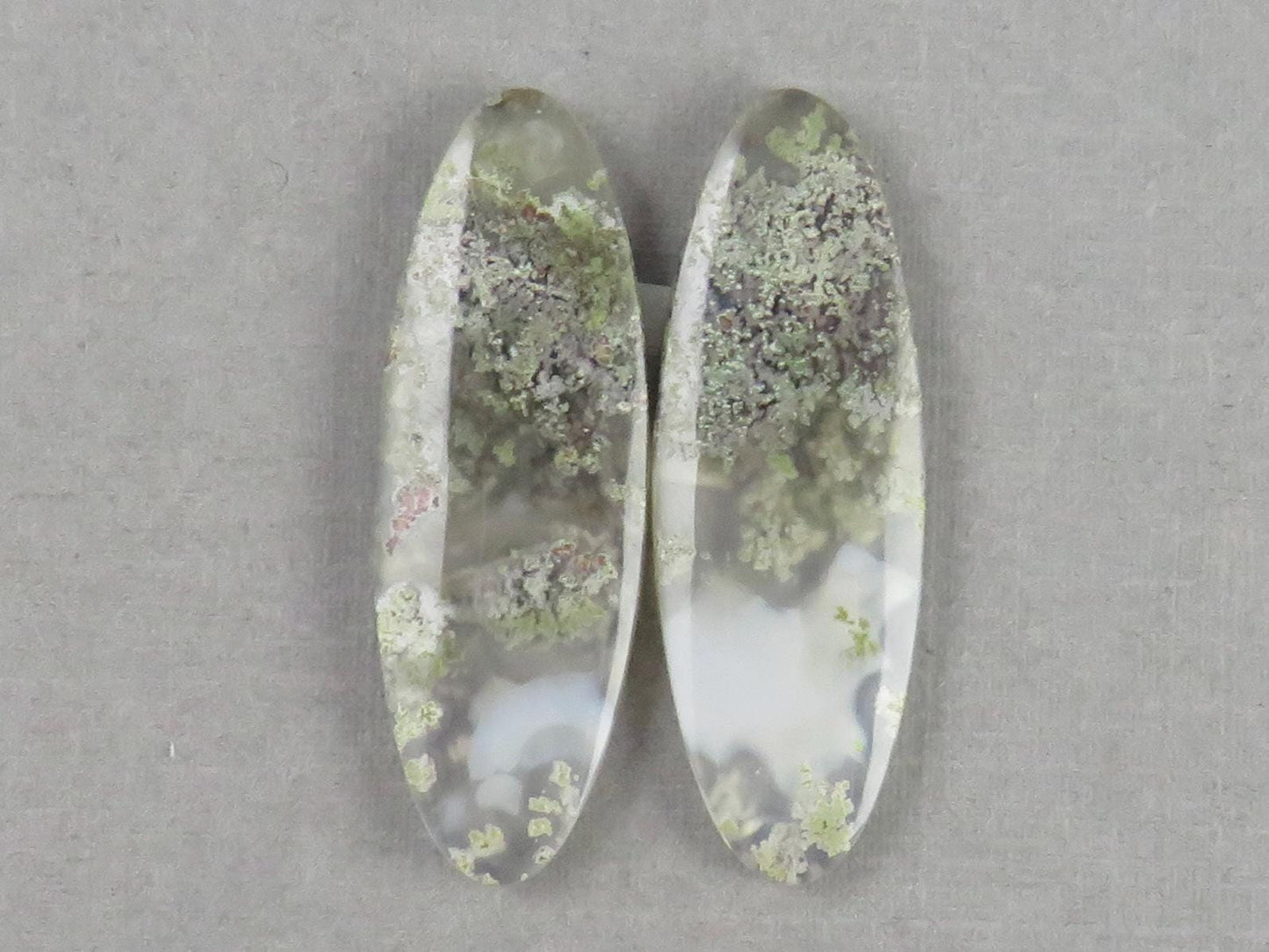 Indonesian Moss Agate Pair | Oval Natural Loose Chalcedony Gemstone | 36x12x4 | AG340 - Gem Enthusiast