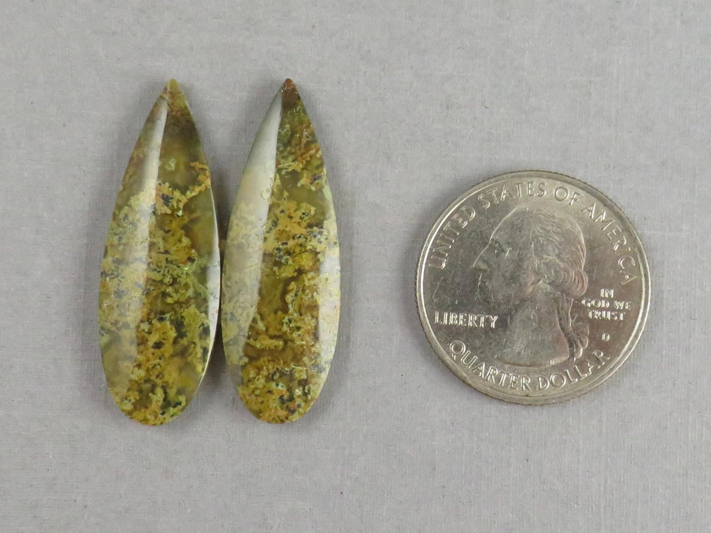 Indonesian Moss Agate Pair | Pear Natural Loose Gemstone | Garden Agate | AG339 - Gem Enthusiast