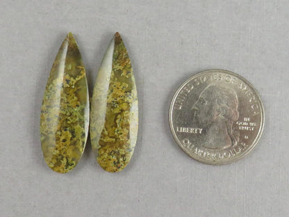 Indonesian Moss Agate Pair | Pear Natural Loose Gemstone | Garden Agate | AG339 - Gem Enthusiast