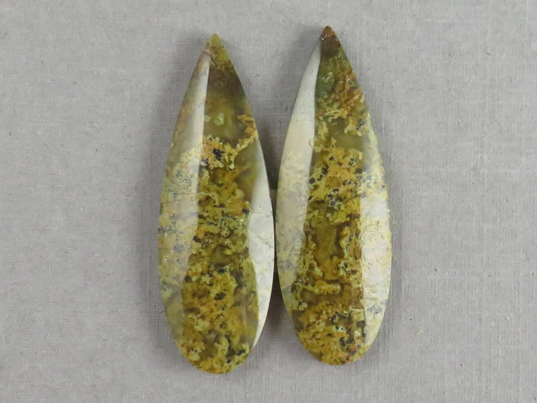Indonesian Moss Agate Pair | Pear Natural Loose Gemstone | Garden Agate | AG339 - Gem Enthusiast