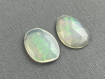 Large Pair Ethiopian Opals with Fire | 16mm length | Rose Cut Gemstone Lot | 6 carats | OP470 - Opal - Gem Enthusiast