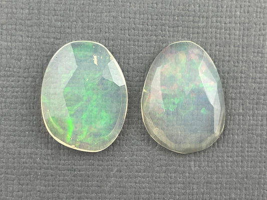 Large Pair Ethiopian Opals with Fire | 16mm length | Rose Cut Gemstone Lot | 6 carats | OP470 - Opal - Gem Enthusiast