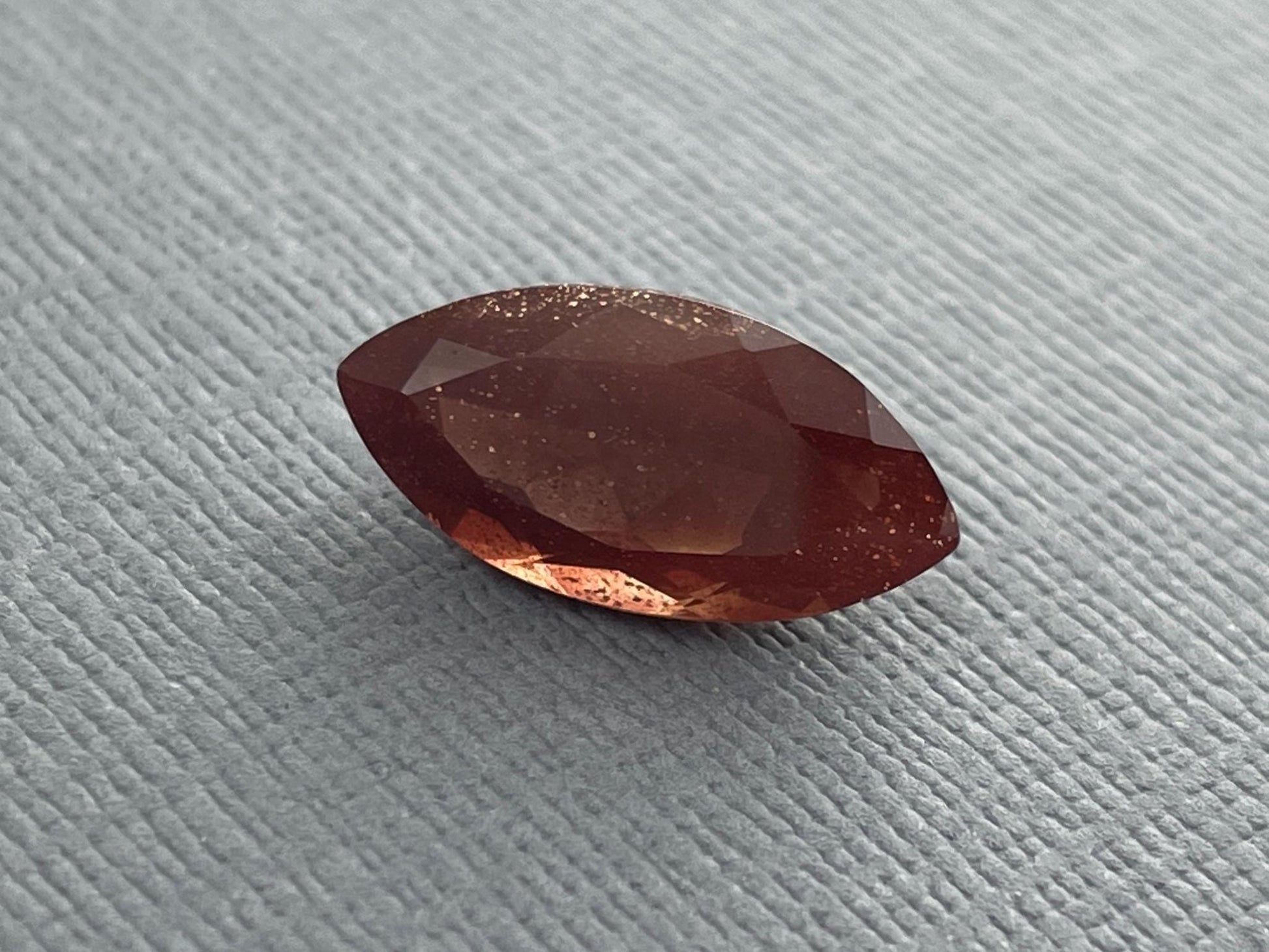 Large Red Oregon Sunstone Marquise Gemstone with Schiller | 4.5 carats | 16x8 | OSF167 - Oregon Sunstone - Gem Enthusiast