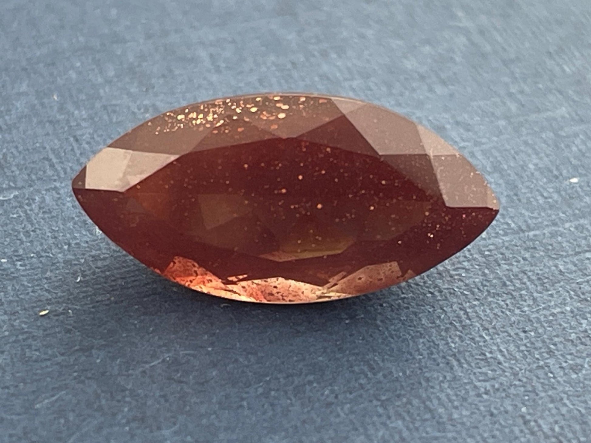 Large Red Oregon Sunstone Marquise Gemstone with Schiller | 4.5 carats | 16x8 | OSF167 - Oregon Sunstone - Gem Enthusiast