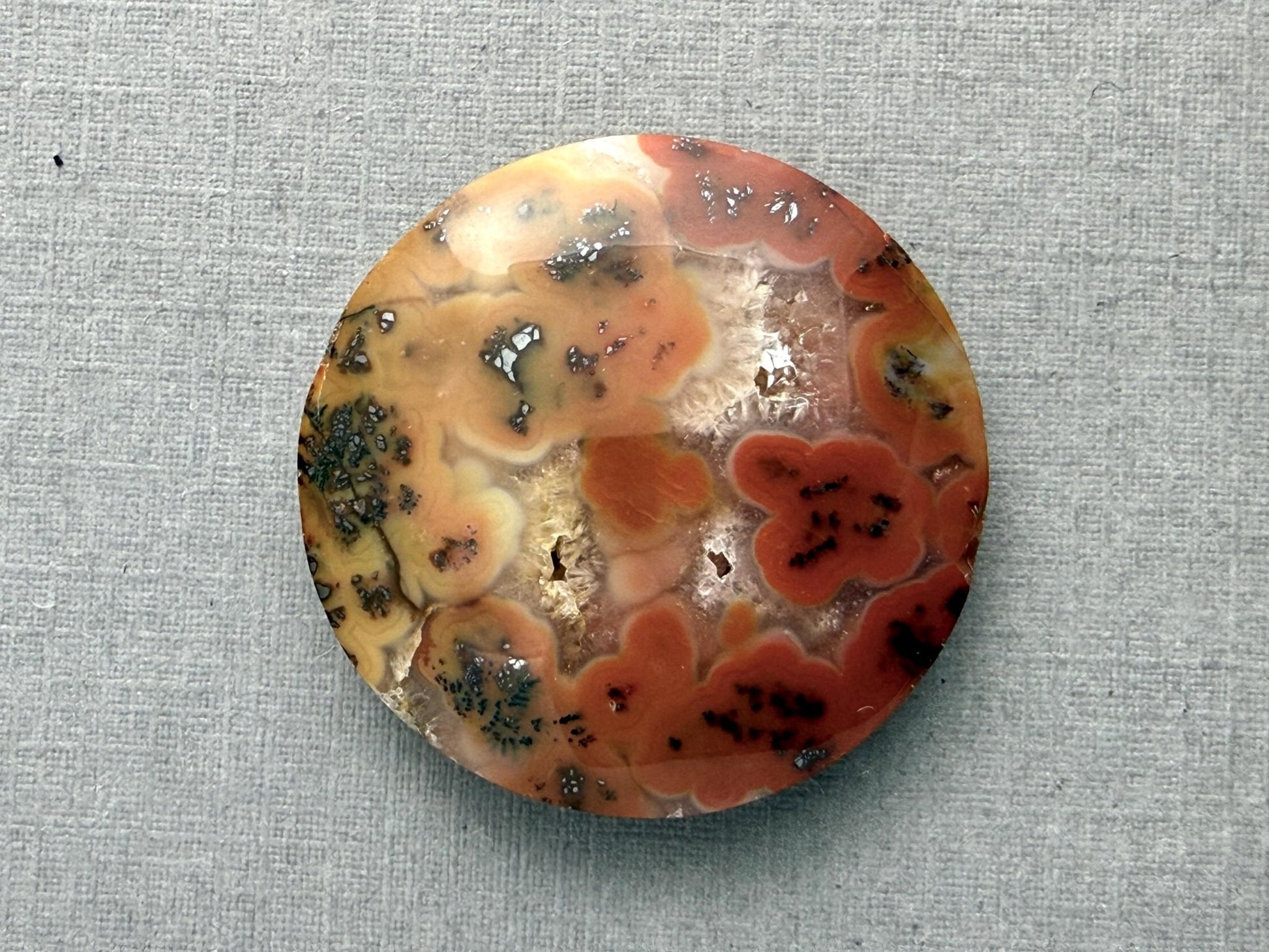 Marcasite in Quartz Cabochon | Natural Gemstone | 28.5x28.5x6 | QU529 - Gem Enthusiast