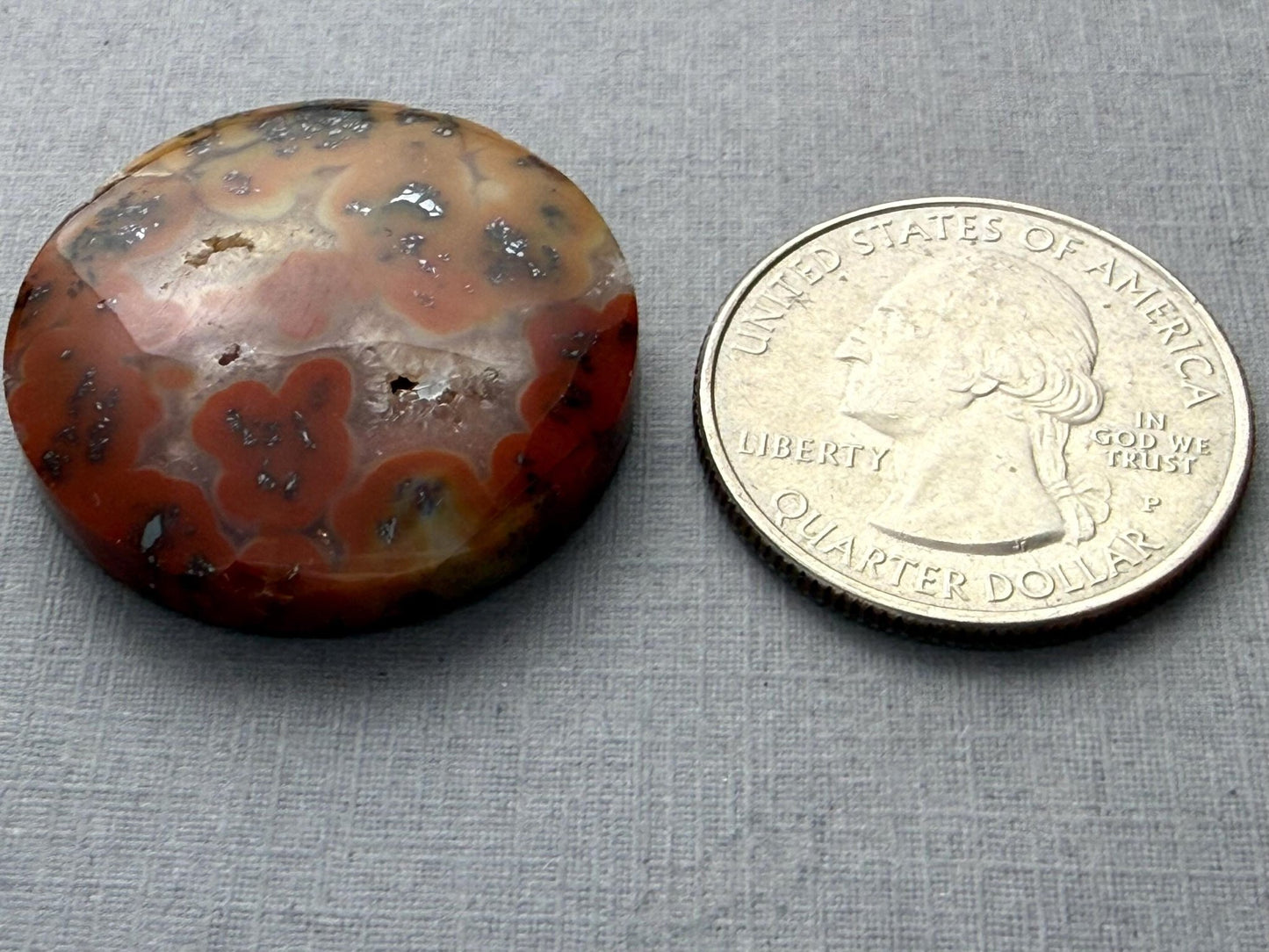 Marcasite in Quartz Cabochon | Natural Gemstone | 28.5x28.5x6 | QU529 - Gem Enthusiast