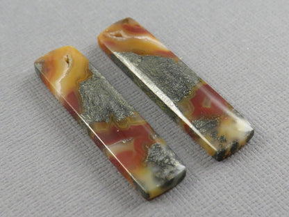 Marcasite in Quartz Cabochon Pair | Natural Gemstone | 36x9x4 | QU521 - Gem Enthusiast