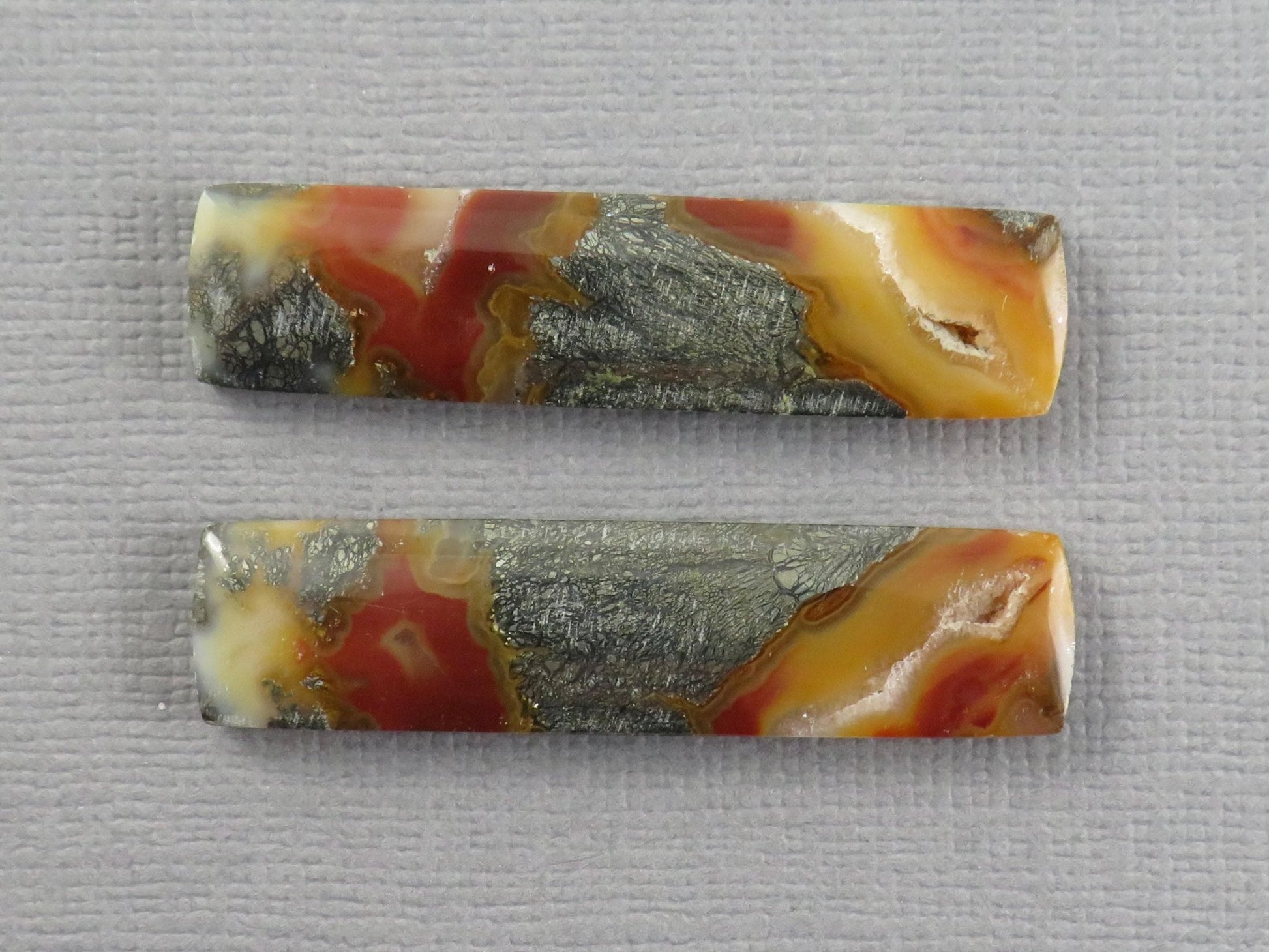Marcasite in Quartz Cabochon Pair | Natural Gemstone | 36x9x4 | QU521 - Gem Enthusiast