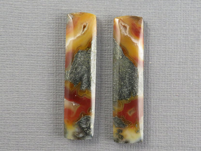 Marcasite in Quartz Cabochon Pair | Natural Gemstone | 36x9x4 | QU521 - Gem Enthusiast