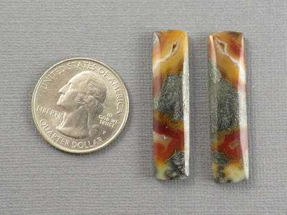 Marcasite in Quartz Cabochon Pair | Natural Gemstone | 36x9x4 | QU521 - Gem Enthusiast