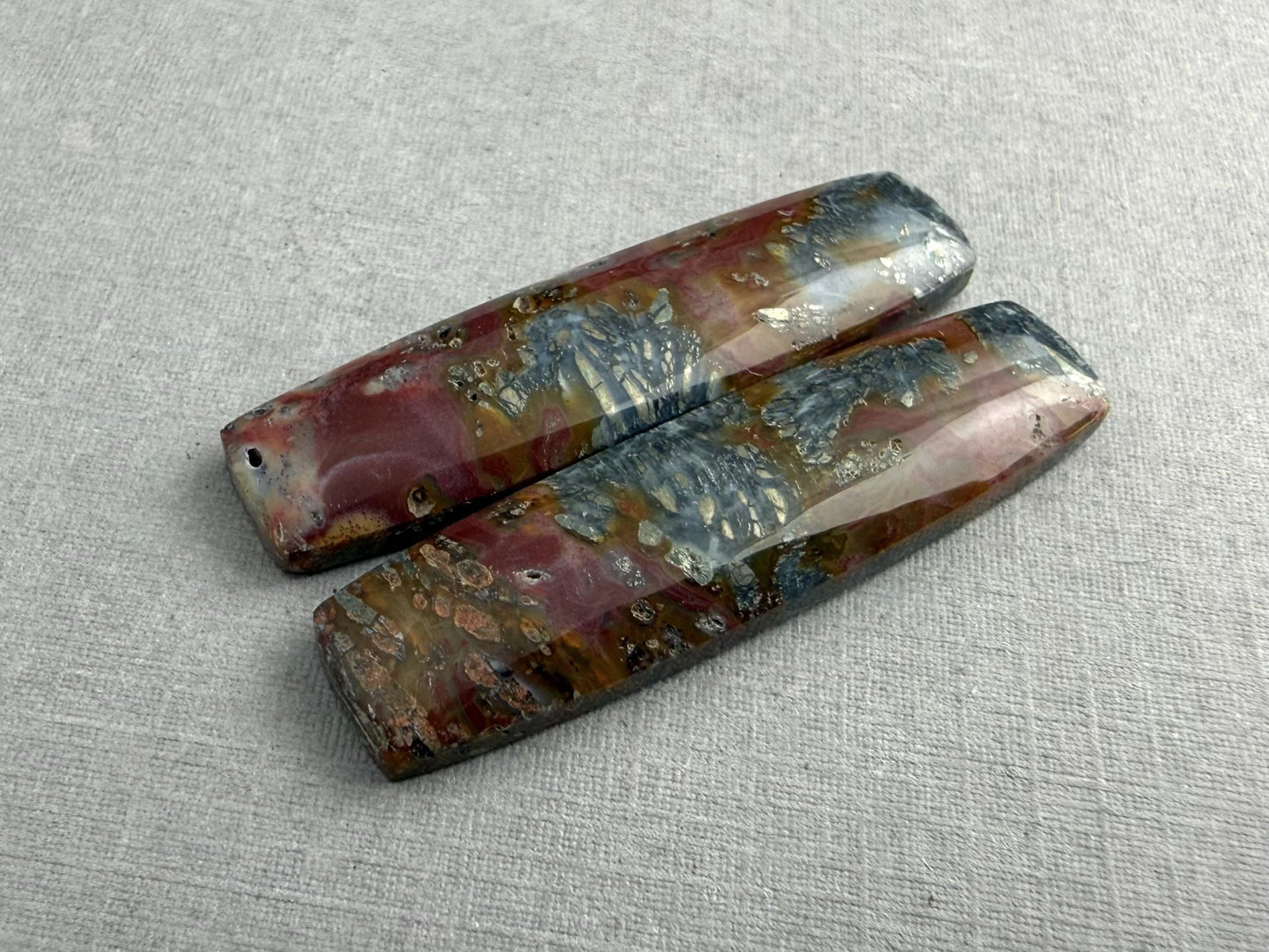 Marcasite in Quartz Cabochon Pair | Natural Gemstone | 39x10x4 | QU522 - Gem Enthusiast