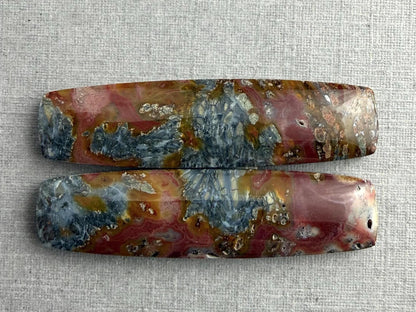 Marcasite in Quartz Cabochon Pair | Natural Gemstone | 39x10x4 | QU522 - Gem Enthusiast