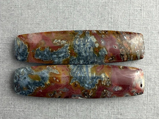 Marcasite in Quartz Cabochon Pair | Natural Gemstone | 39x10x4 | QU522 - Gem Enthusiast