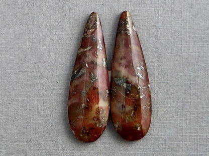 Marcasite in Quartz Cabochon Pair | Natural Gemstone | 39x13x5 | QU525 - Gem Enthusiast