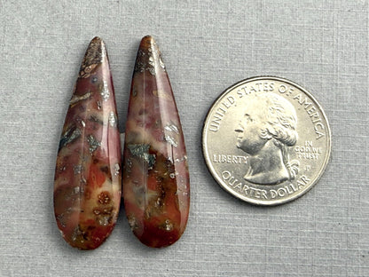 Marcasite in Quartz Cabochon Pair | Natural Gemstone | 39x13x5 | QU525 - Gem Enthusiast