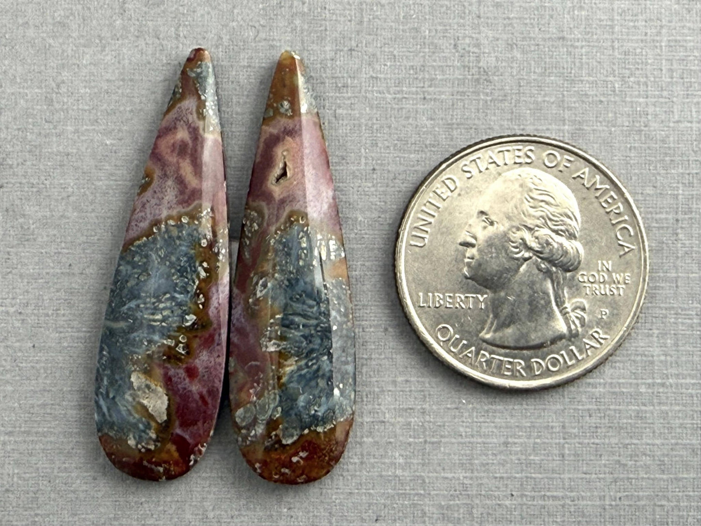 Marcasite in Quartz Cabochon Pair | Natural Gemstone | 40x12x4 | QU523 - Gem Enthusiast