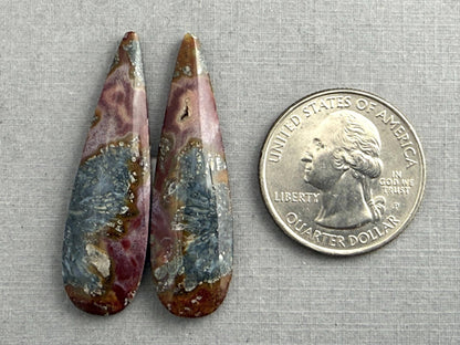 Marcasite in Quartz Cabochon Pair | Natural Gemstone | 40x12x4 | QU523 - Gem Enthusiast